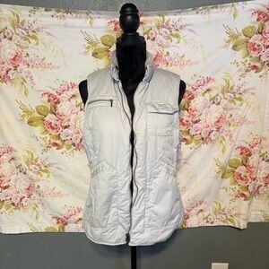 Cabi light gray/white Quilted Vest. Size L.